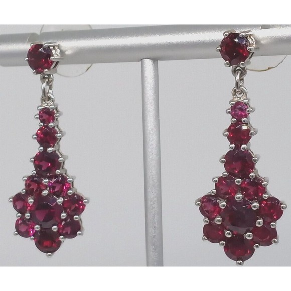 Pink Gemstone Chuck Clemency Earrings STS 925 Sterling Silver Dangle Sparkly! - Picture 4 of 12